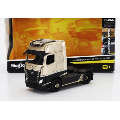 MAISTO MERCEDES BENZ ACTROS 1851 MP4 GIGASPACE TRACTOR TRUCK 2-ASSI 2018 - BEIGE BLACK 1/64