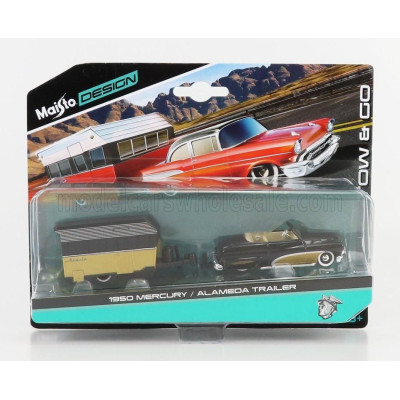 MAISTO MERCURY CABRIOLET WITH ROULOTTE 1950 - GOLD BLACK 1/64