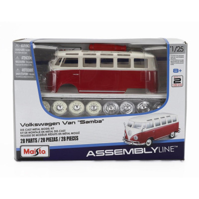 MAISTO VOLKSWAGEN T1 SAMBA MINIBUS 1962 - RED IVORY 1/25