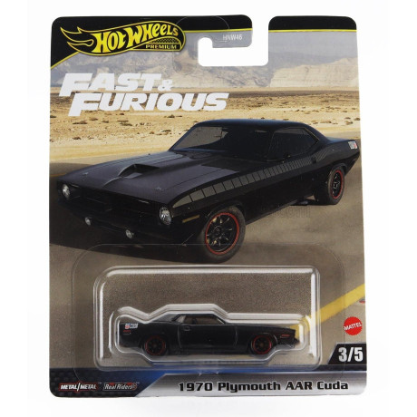 MATTEL HOT WHEELS PLYMOUTH AAR/CUDA COUPE 1970 - FAST & FURIOUS 7 2015 - BLACK 1/64