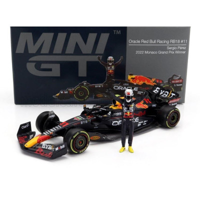 MINI GT RED BULL F1  RB18 TEAM ORACLE RED BULL RACING N 11 WINNER MONACO GP 2022 SERGIO PEREZ - MATT BLUE YELLOW RED 1/64