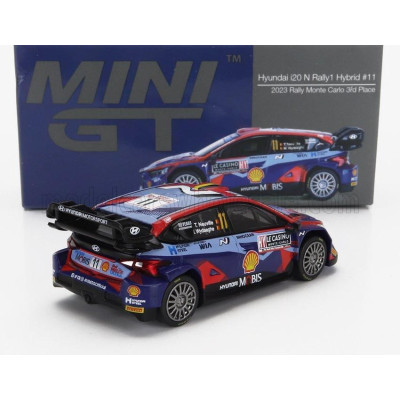 MINI GT HYUNDAI i20 N RALLY1 TEAM SHELL MOBIS WRT N 11 3rd RALLY MONTECARLO 2023 THIERRY NEUVILLE - MARTIJN WYDAEGHE - 2 TONE BL