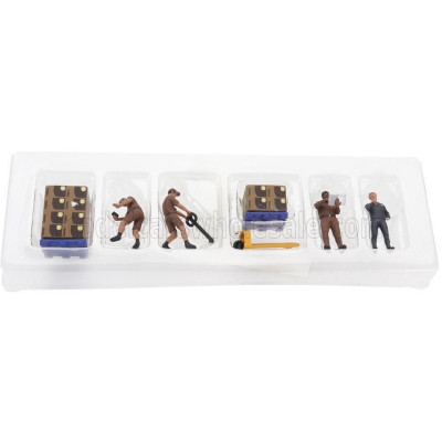 MINI GT FIGURES SET 4X UPS DRIVERS AND WORKERS - BROWN 1/64