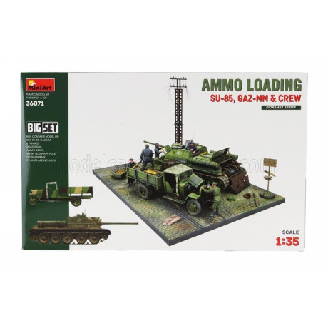 MINIART GAZ SET AMMO LOADING DIORAMA - TRUCK WITH TANK SU-85 WITH MILITARY FIGURES 1/35