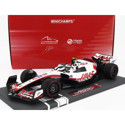 MINICHAMPS HAAS F1  VF-22 TEAM HAAS N 47 BRAZILIAN GP 2022 MICK SCHUMACHER - WHITE BLACK RED 1/18