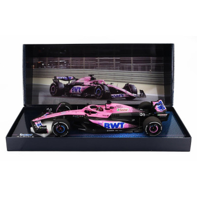 MINICHAMPS ALPINE F1  A523 TEAM BWT ALPINE N 31 BAHRAIN GP 2023 ESTEBAN OCON - PINK BLUE BLACK 1/18