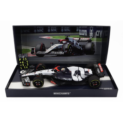 MINICHAMPS ALPHA TAURI F1  AT04 TEAM ALPHA TAURI N 3 HUNGARIAN GP WITH PIT BOARD 2023 DANIEL RICCIARDO - BLUE WHITE 1/18