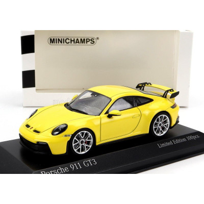 MINICHAMPS PORSCHE 911 992 GT3 COUPE 2020 - SILVER RIMS - YELLOW 1/43