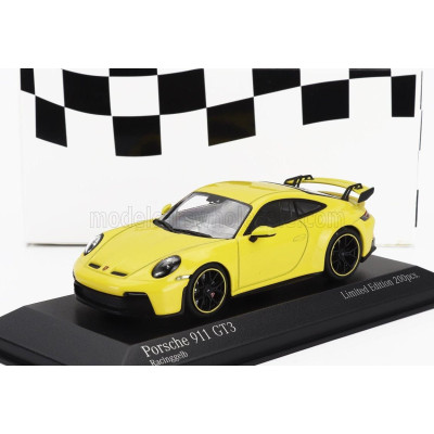 MINICHAMPS PORSCHE 911 992 GT3 COUPE 2020 - BLACK RIMS - YELLOW 1/43