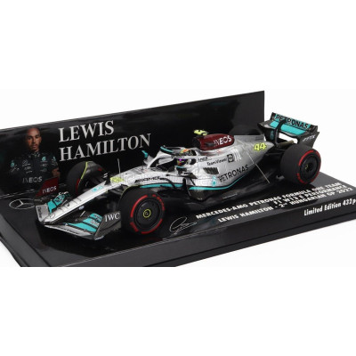 MINICHAMPS MERCEDES GP F1 W13E TEAM MERCEDES-AMG PETRONAS F1 N 44 2nd HUNGARIAN GP 2022 LEWIS HAMILTON - SILVER GREEN 1/43