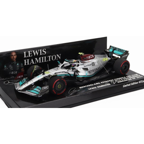 MINICHAMPS MERCEDES GP F1 W13E TEAM MERCEDES-AMG PETRONAS F1 N 44 2nd HUNGARIAN GP 2022 LEWIS HAMILTON - SILVER GREEN 1/43