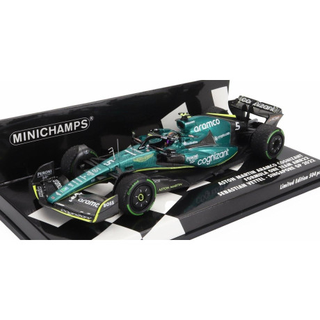 MINICHAMPS ASTON MARTIN F1 AMR22 TEAM ARAMCO COGNIZART N 5 8th SINGAPORE GP 2022 SEBASTIAN VETTEL - GREEN BLACK 1/43