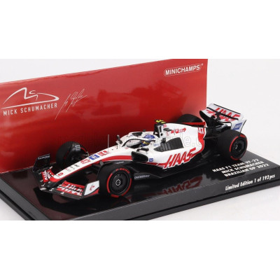 MINICHAMPS HAAS F1  VF-22 TEAM HAAS N 47 BRAZILIAN GP 2022 MICK SCHUMACHER - WHITE BLACK RED 1/43