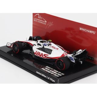 MINICHAMPS HAAS F1  VF-22 TEAM HAAS N 47 BRAZILIAN GP 2022 MICK SCHUMACHER - WHITE BLACK RED 1/43