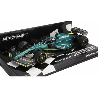 MINICHAMPS ASTON MARTIN F1 AMR22 TEAM ARAMCO COGNIZART N 5 ABU DHABI GP LAST RACE 2022 SEBASTIAN VETTEL - GREEN BLACK 1/43