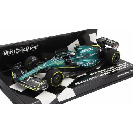 MINICHAMPS ASTON MARTIN F1 AMR22 TEAM ARAMCO COGNIZART N 5 ABU DHABI GP LAST RACE 2022 SEBASTIAN VETTEL - GREEN BLACK 1/43