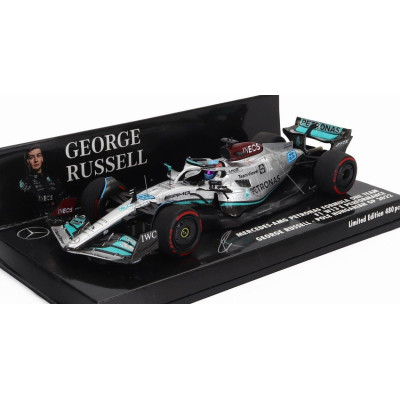 MINICHAMPS MERCEDES GP F1 W13E TEAM MERCEDES-AMG PETRONAS F1 N 63 POLE POSITION HUNGARIAN GP 2022 GEORGE RUSSELL - SILVER GREEN