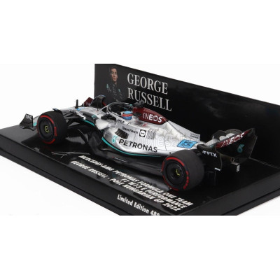 MINICHAMPS MERCEDES GP F1 W13E TEAM MERCEDES-AMG PETRONAS F1 N 63 POLE POSITION HUNGARIAN GP 2022 GEORGE RUSSELL - SILVER GREEN
