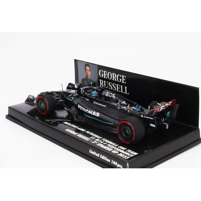 MINICHAMPS MERCEDES GP F1 W14 TEAM MERCEDES-AMG PETRONAS FORMULA ONE N 63 3rd SPAIN GP 2023 GEORGE RUSSELL - MATT BLACK 1/43