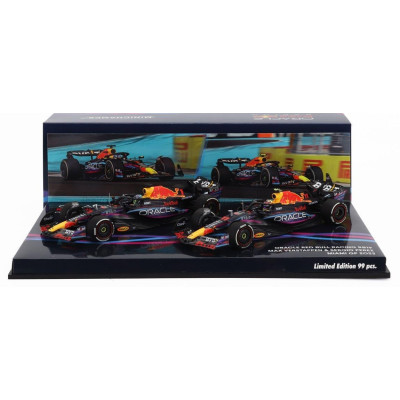 MINICHAMPS RED BULL SET 2X F1  RB19 TEAM ORACLE RED BULL RACING N 1 WORLD CHAMPION WINNER MIAMI GP 2023 MAX VERSTAPPEN + N 11 2n