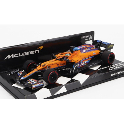 MINICHAMPS McLAREN F1  MCL35L TEAM MCLAREN N 3 ABU DHABI GP 2021 DANIEL RICCIARDO - ORANGE LIGHT BLUE 1/43