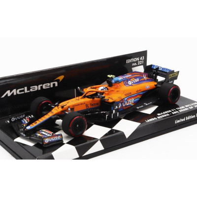 MINICHAMPS McLAREN F1  MCL35L TEAM MCLAREN N 4 7th ABU DHABI GP 2021 LANDO NORRIS - ORANGE LIGHT BLUE 1/43