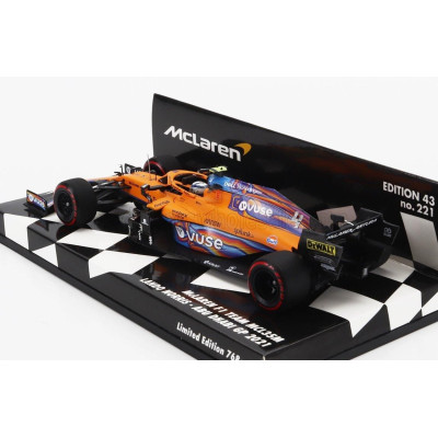 MINICHAMPS McLAREN F1  MCL35L TEAM MCLAREN N 4 7th ABU DHABI GP 2021 LANDO NORRIS - ORANGE LIGHT BLUE 1/43