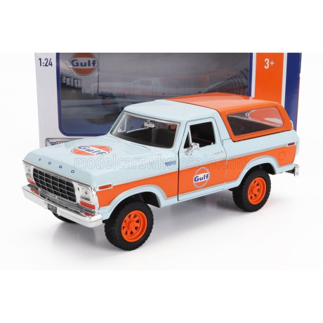 MOTOR MAX FORD USA BRONCO GULF 1978 - LIGHT BLUE ORANGE 1/24