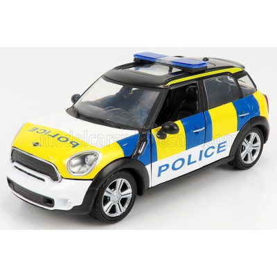 MOTOR MAX MINI COOPER S COUNTRYMAN UK POLICE 2011 - WHITE BLACK YELLOW BLUE 1/24