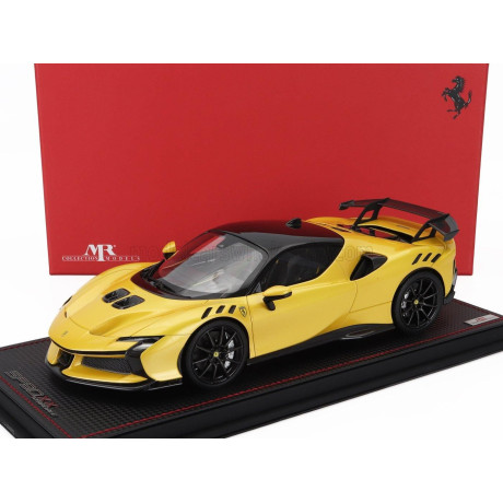 MR MODELS FERRARI SF90 XX STRADALE 2024 - CON VETRINA - WITH SHOWCASE - GIALLO TRISTRATO - YELLOW MET BLACK 1/18