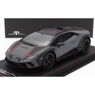 MR MODELS LAMBORGHINI HURACAN N 63 STERRATO 2022 - CON VETRINA - WITH SHOWCASE - GRIGIO VULCANO - MATT GREY 1/18