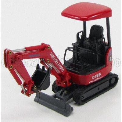 OLDCARS KOMATSU PC18 - RUSPA CINGOLATA VIGILI DEL FUOCO - CRANE FIRE ENGINE - RED BLACK 1/32