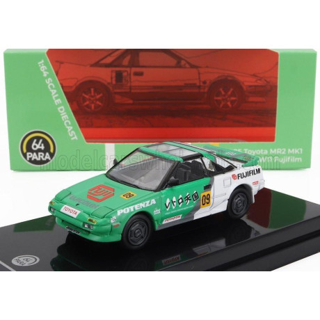 PARAGON MODELS TOYOTA MR2 MKI N 09 AW11 FUJIFILM LHD 1995 - GREEN WHITE 1/64