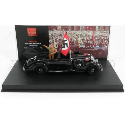 RIO MODELS MERCEDES BENZ 770K CABRIOLET NUREMBERG PARADE HITLER 1938 WITH FIGURE - BLACK 1/43