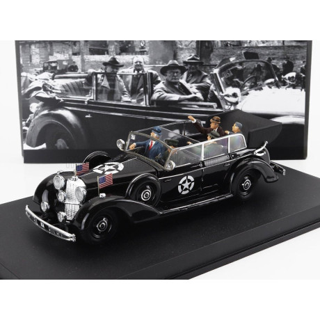 RIO MODELS MERCEDES BENZ NOW WITH 5 FIGURES - 770K OPEN - AFTER WON WAR HITLER'S CAR WITH AMERICAN SENATORS - DACHAU GERMANY 25