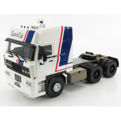 ROAD KINGS DAF 3600 SPACE CAB TRACTOR TRUCK 3-ASSI 1982 - WHITE BLUE RED 1/18