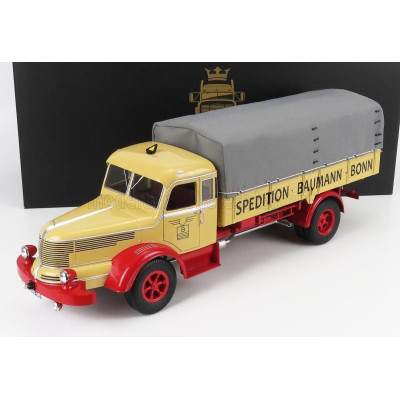 ROAD KINGS KRUPP TITAN SWL80 BAUMAN BON TRUCK  CANVAS TOP TELONATO 2-ASSI 1950 - LIGHT YELLOW RED 1/18