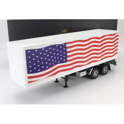 ROAD KINGS TRAILER TRAILER FOR TRUCK STARS & STRIPES LIVERY - RIMORCHIO - WHITE BLUE RED 1/18
