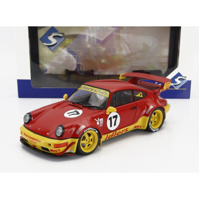 SOLIDO PORSCHE 911 964 RWB N 17 BODY KIT MATY'S IDLERS RACING 1994 - RED YELLOW 1/18