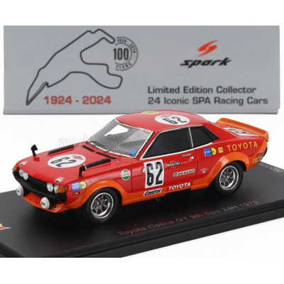 SPARK MODEL TOYOTA CELICA GT TEAM TOYOTA A.G. N 62 24h SPA 1973 OVE ANDERSSON - FREDDY KOTTULINSKY - RED ORANGE 1/43