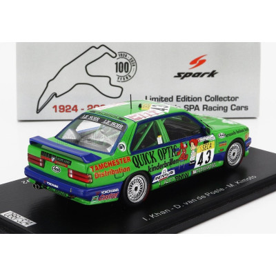 SPARK MODEL BMW 3-SERIES M3 TEAM IAN KHAN N 43 24h SPA 1992 IAN KHAN - DAMIEN VAN DE POELE - MASAHIRO KIMOTO - GREEN 1/43