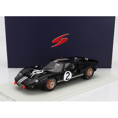 SPARK MODEL FORD USA GT40 MKII 7.0L V8 TEAM SHELBY AMERICAN INC. N 2 WINNER 24h LE MANS 1966 B.McLAREN - C.AMON - BLACK SILVER 1