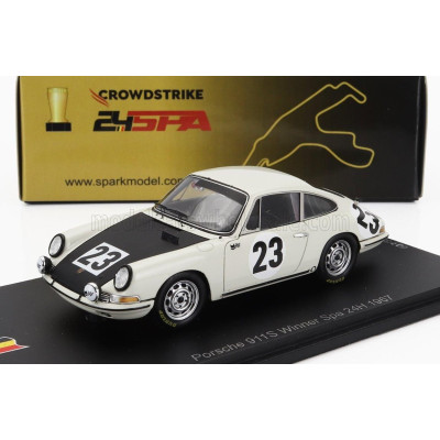 SPARK MODEL PORSCHE 911 COUPE N 23 WINNER 24h SPA 1967 JEAN PIERRE GABAN - PEDRO - WHITE BLACK 1/43