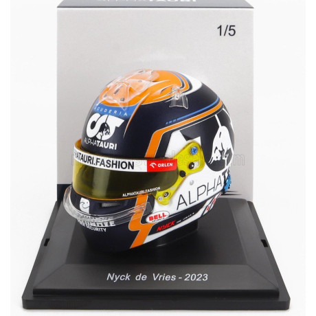 SPARK MODEL BELL HELMET F1  CASCO HELMET AT04 TEAM ALPHA TAURI N 21 SEASON 2023 NYCK DE VRIES - BLACK WHITE YELLOW 1/5