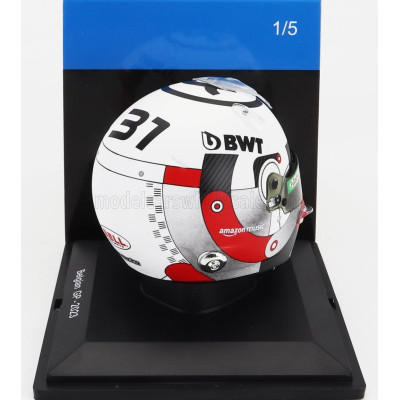 SPARK MODEL BELL HELMET F1  CASCO HELMET RENAULT A523 TEAM BWT ALPINE N 31 BELGIUM GP 2023 ESTEBAN OCON - WHITE BLACK RED 1/5