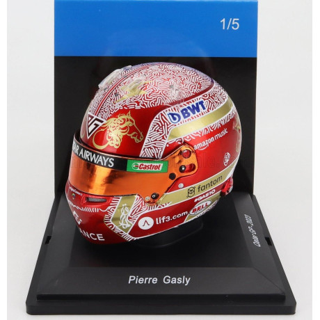 SPARK MODEL BELL HELMET F1  CASCO HELMET RENAULT A523 TEAM BWT ALPINE N 10 QATAR GP 2023 PIERRE GASLY - RED GOLD 1/5
