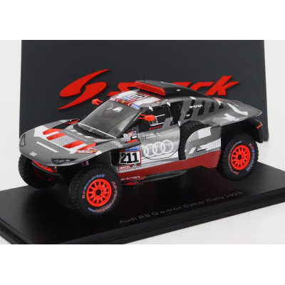 SPARK MODEL AUDI Q E-TRON RS TEAM AUDI SPORT N 211 RALLY DAKAR 2023 MATTIAS EKSTROM - EMIL BERGKVIST - GREY SILVER BLACK 1/43