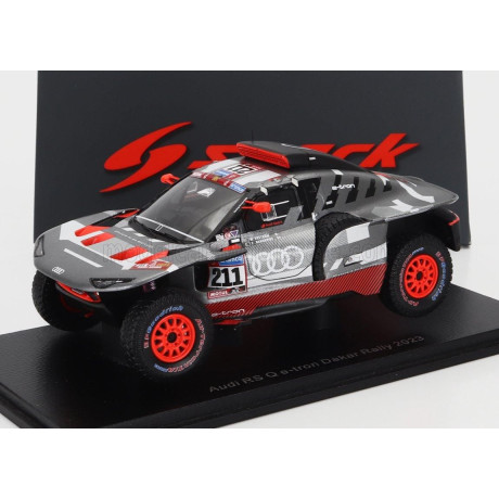 SPARK MODEL AUDI Q E-TRON RS TEAM AUDI SPORT N 211 RALLY DAKAR 2023 MATTIAS EKSTROM - EMIL BERGKVIST - GREY SILVER BLACK 1/43