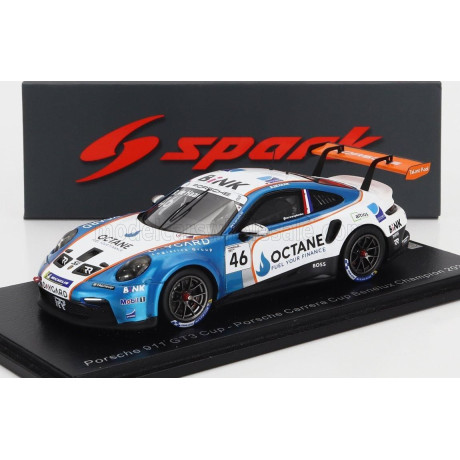 SPARK MODEL PORSCHE 911 992 GT3 CUP N 46 PORSCHE CARRERA CUP BENELUX CHAMPION 2023 ROBERT DE HAAN - WHITE BLUE MET 1/43