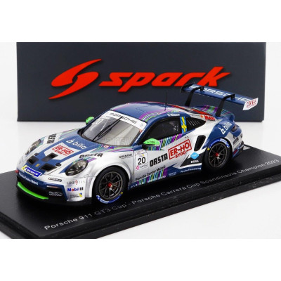 SPARK MODEL PORSCHE 911 992 GT3 CUP N 20 PORSCHE CARRERA CUP SCANDINAVIA CHAMPION 2023 OLA NILSSON - SILVER BLUE 1/43
